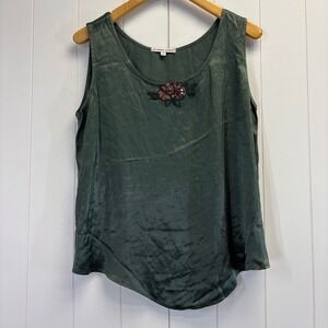 Vintage Spencer Alexis Women Fairy Floral Embroidered Tank Top Size 10 Boho Chic